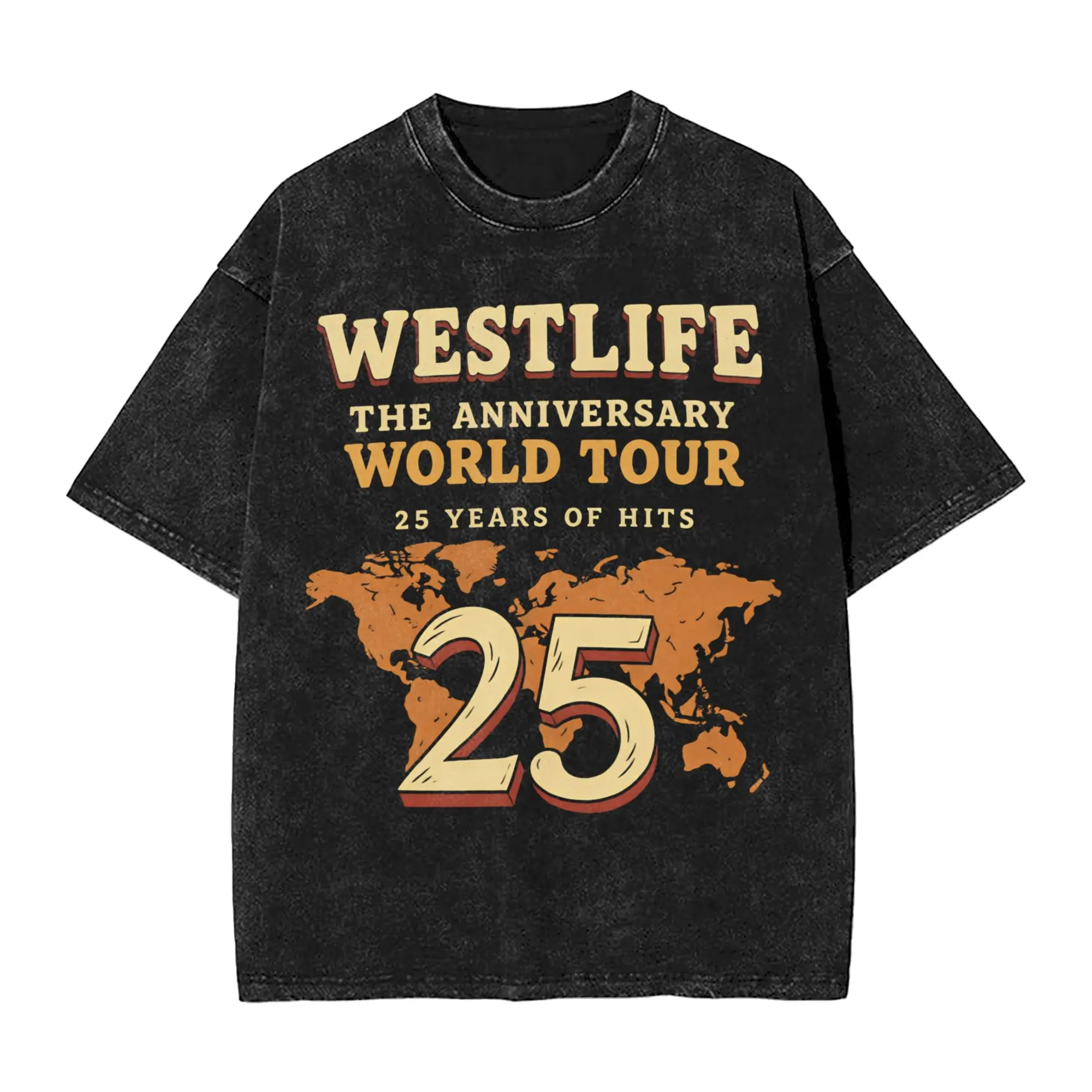 Westlife 25th Anniversary Tour 2026 Men T Shirts Washed  Vintage Tees Short Sleeve Round Neck T-Shirts 100% Cotton Clothes