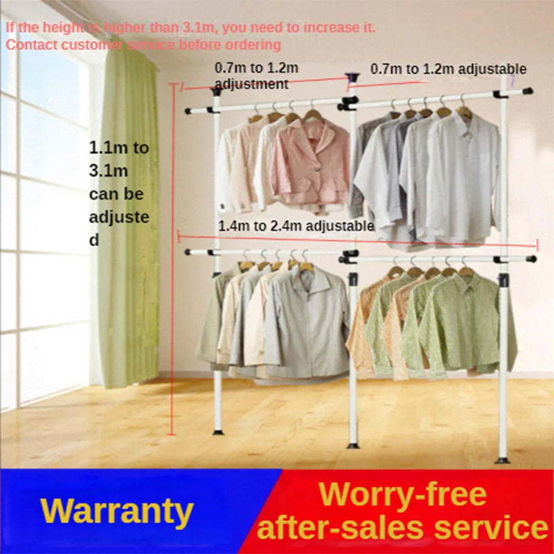 Clothes Rack Foldable Adjustable Telescopic Wardrobe Organiser Hanging Rail Bedroom Storage Shower Curtain Towel Rod