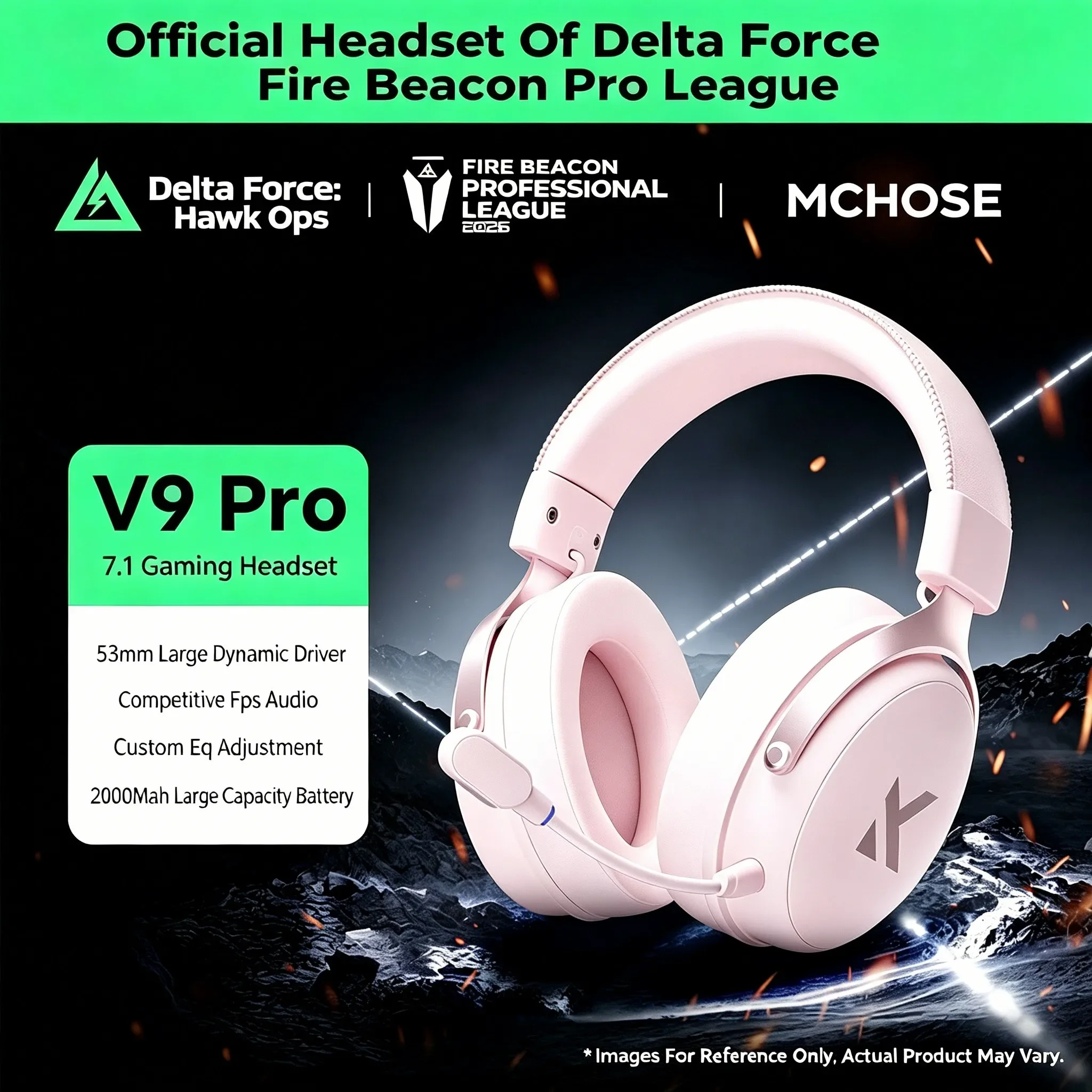 MCHOSE V9 Pro 2 Quad-Mode Wireless Gaming Headset 7.1 Surround Sound Noise Cancelling Mic Low Delay Over-Ear for PC Esports Gift