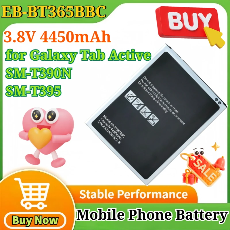 

New Quality EB-BT365BBC 3.8V 4450mAh EB-BT365BBE Li-ion Battery for Galaxy Tab Active SM-T390N SM-T395 Mobile Phone Batteries