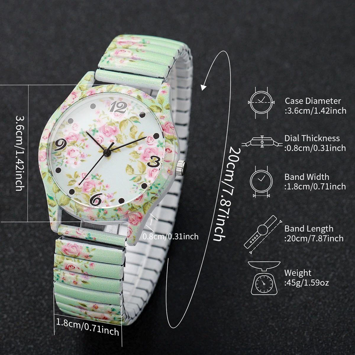 1pcs Women's Printed Watch Fashion Casual Digital Scale Dial Temperament Elegant Printed Quartz Watch ( Box Not Included)