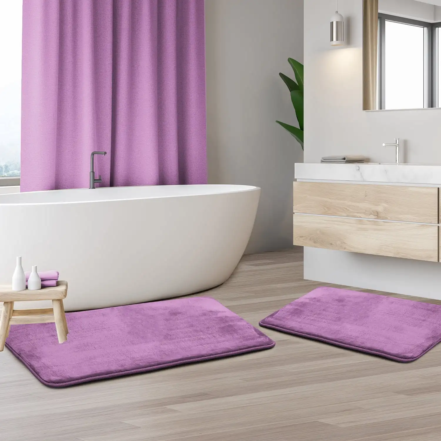 

Soft and Plush Lavender Dream Memory Foam Bath Rug, 17'' x 24''/20'' x 32'', (2 Count)