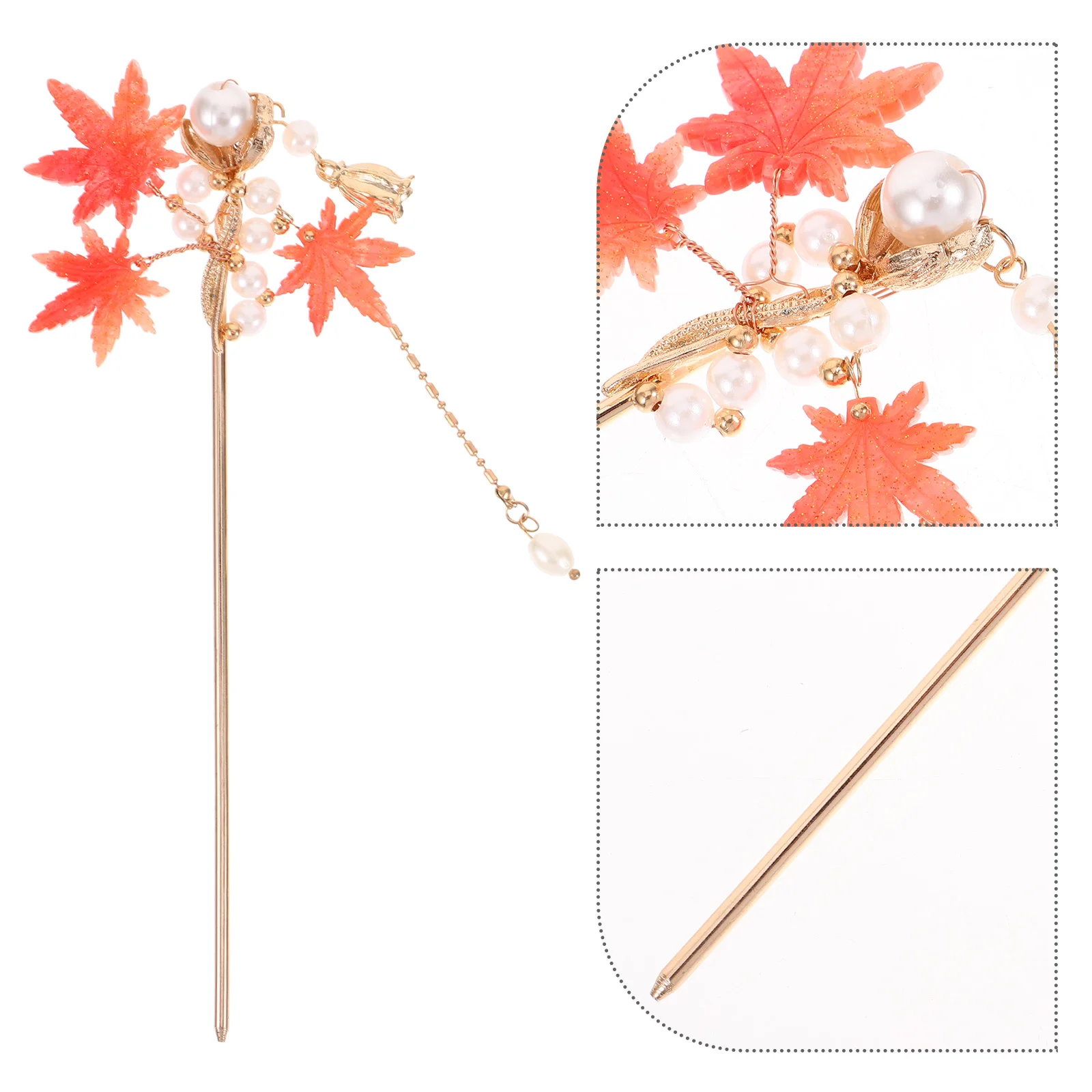 Hair Barrettes Ancient Costume Maple Leaf Hairpin Stick Accessories Chopstick Women Girl Miss