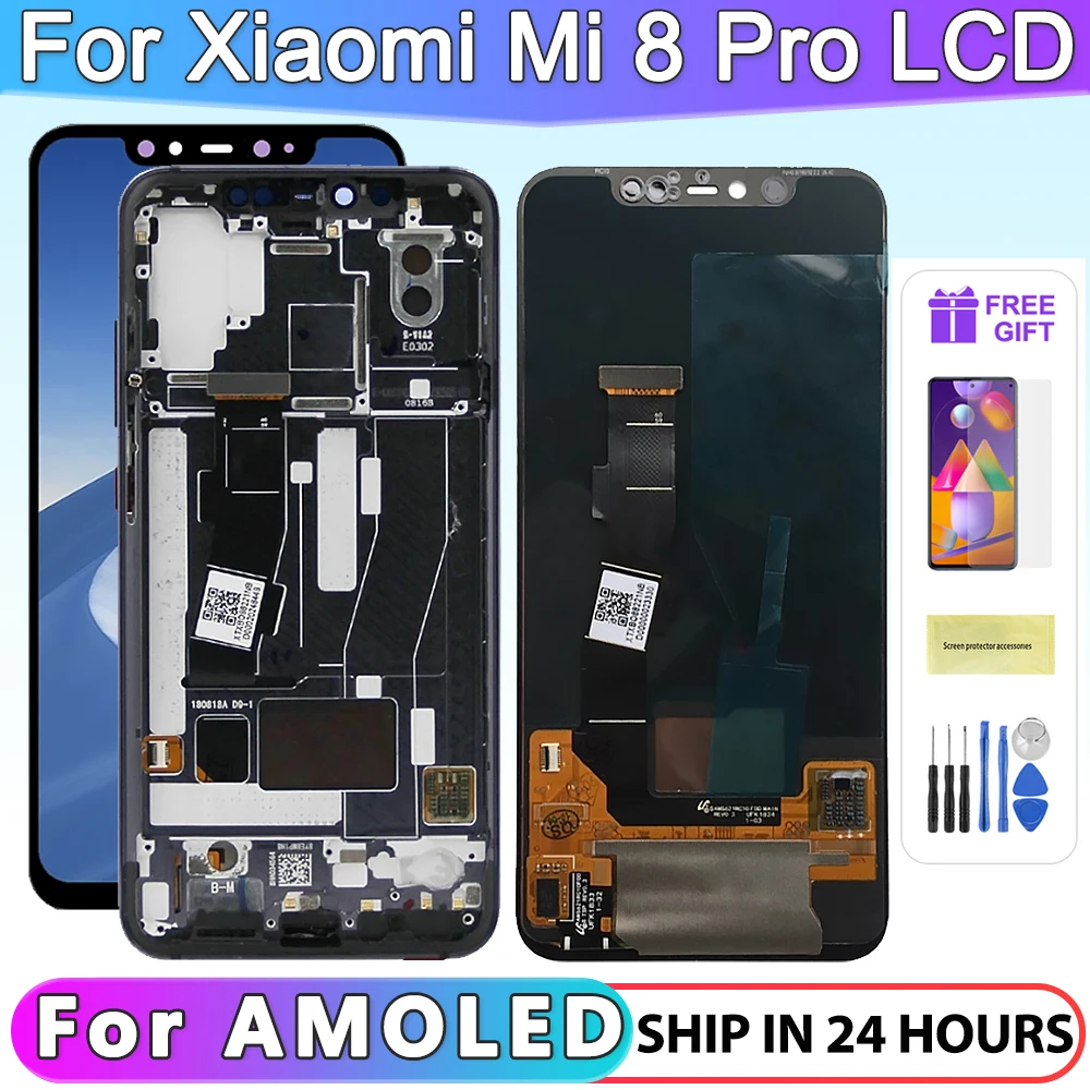 

6.21'' Amoled For xiaomi Mi 8 pro LCD Touch Screen Digitizer with frame For Xiaomi Mi8 Explorer m1807e8a lcd Screen Replace