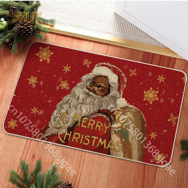 Christmas style Kitchen Carpet Luxury Bathroom Rug Doormat Anti-slip Bath Living Room Hallway Floor Mats Base Bedsides Foot Mat