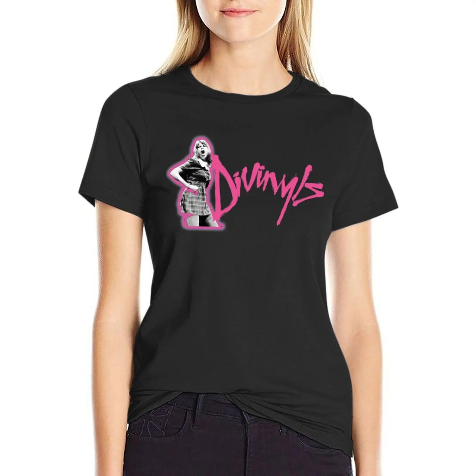 

Divinyls Black Tee Logo Design T-Shirt sports fans lady clothes heavyweights tops summer clothes for Women