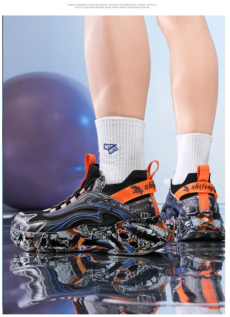 Men's shoes, summer breathable new oversize men's shock-absorbing casual running mesh sports shoes, blade running shoes 36-46