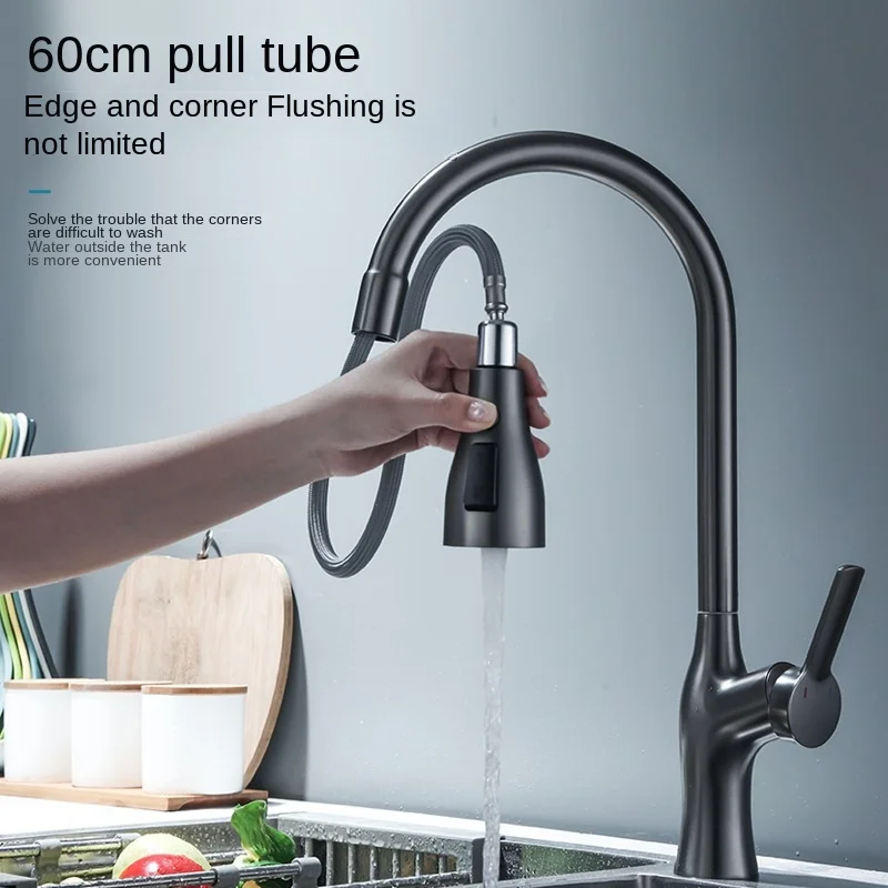 Single Handle High Arc Brushed Nickel Pull Out Kitchen Faucet Level Stainless Steel Kitchen Sink Faucets with Pull Down Sprayer