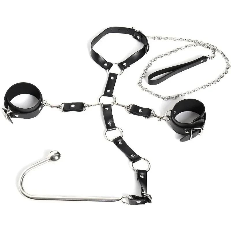 Bsie M-Kit de bondage de cou de collier en cuir de taille réglable, jouets sexuels, crochet anal, plug anal en métal, jeux Madult, flirt de couple