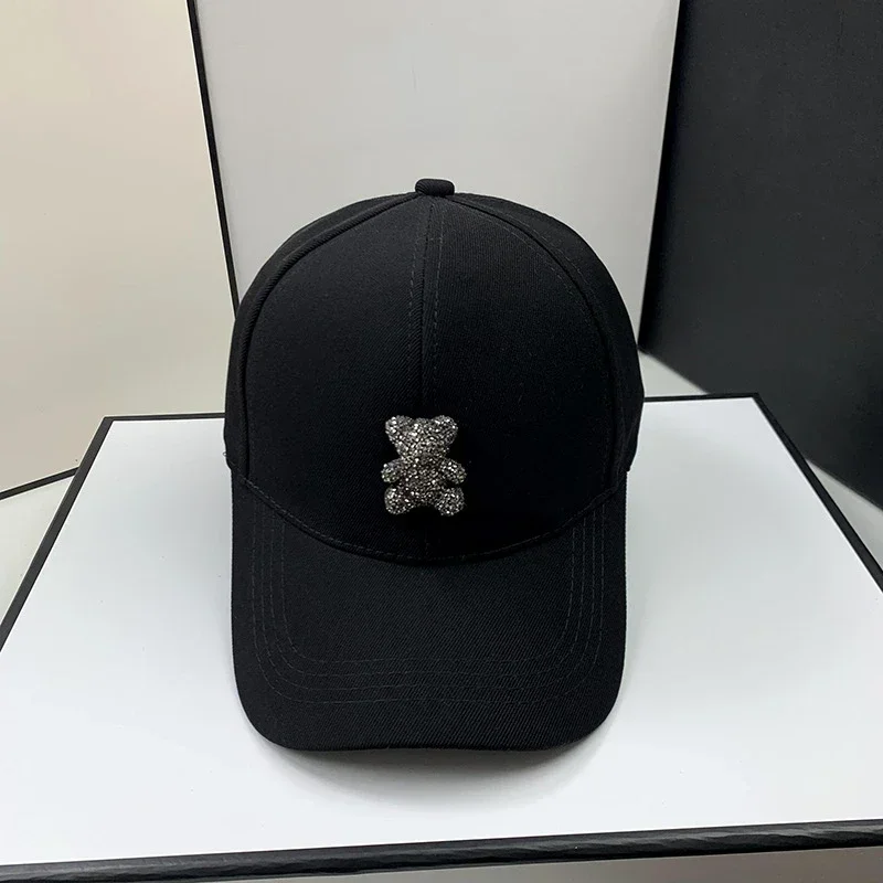 Fashion Designer Four Seasons Baseball Caps for Women Korean Bear Rhinestone Caps Sun Hats Street Outdoor Visors Hip Hop Hat