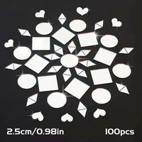 100pcs 2.5cm DIY Craft Mirror Stickers Leaf Shape Decorative Acrylic Adhesive Craft Mini Mirror Tiles Small Wall Mirror for Art 2