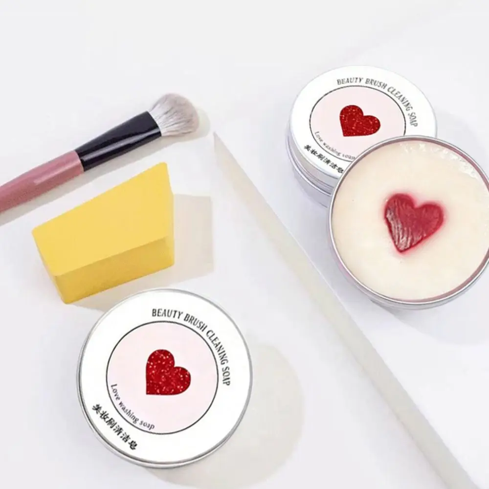 Sabão para Limpeza de Pincéis de Maquiagem com Aroma de Pêssego em Forma de Coração Ferramenta de Limpeza Profunda Remoção de Cor