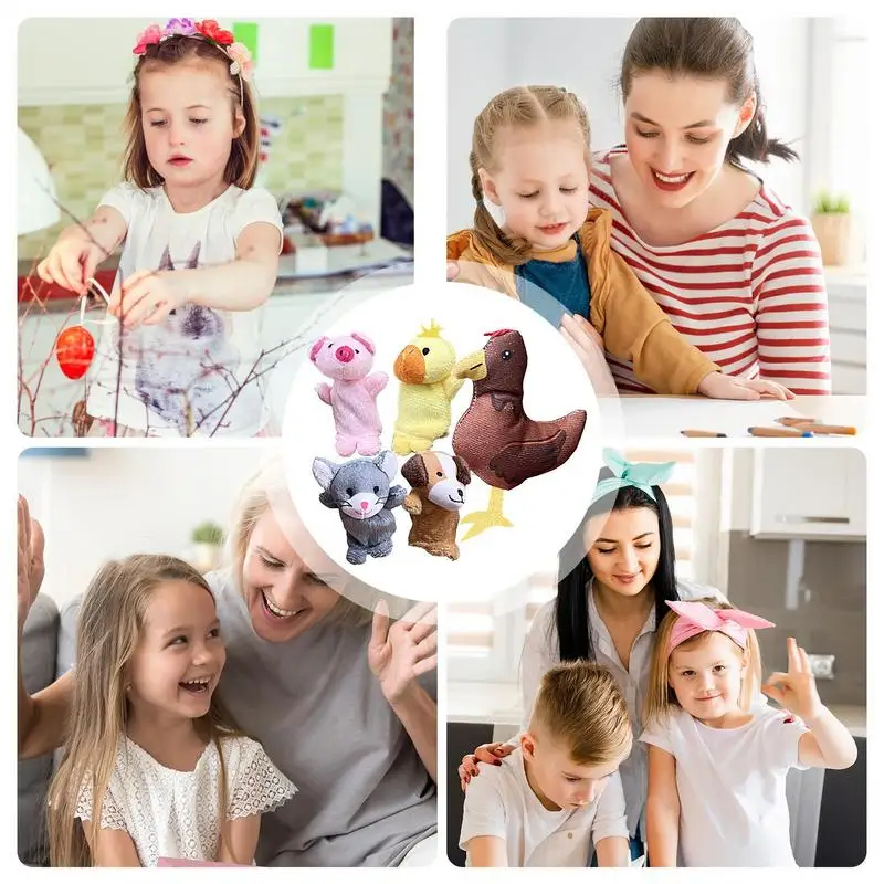 Vingerpoppetjes Zachte handvingerspeelgoed Set van 5 dierenpoppen voor Pasen Mandvullers Eivullers Schoolklas Beloningen