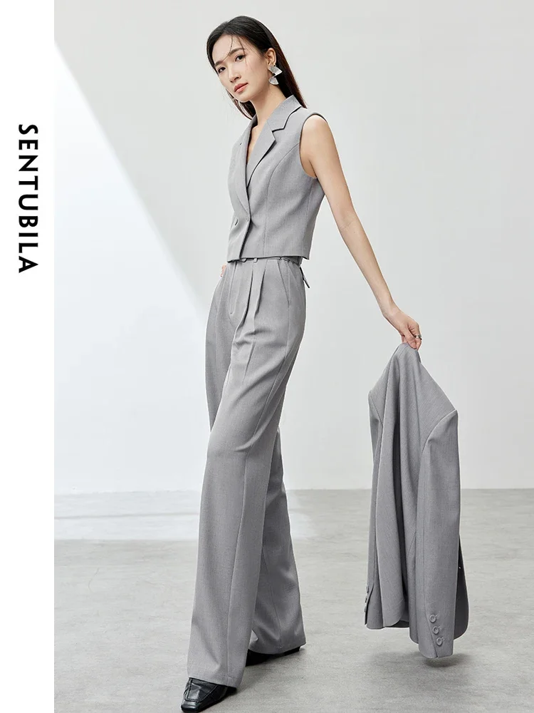 SENTUBILA, chaqueta de 3 piezas, chaleco, pantalón, trajes para mujer, trajes de oficina y negocios, chaqueta elegante para primavera y otoño,