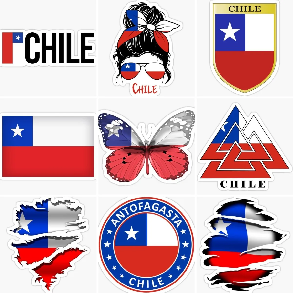 Chile Flag Butterfly Creative Sticker Bicycle Vinyl Motorcycle Camper Car Truck Helmet Racing Boat Wall PVC Decal Assecories