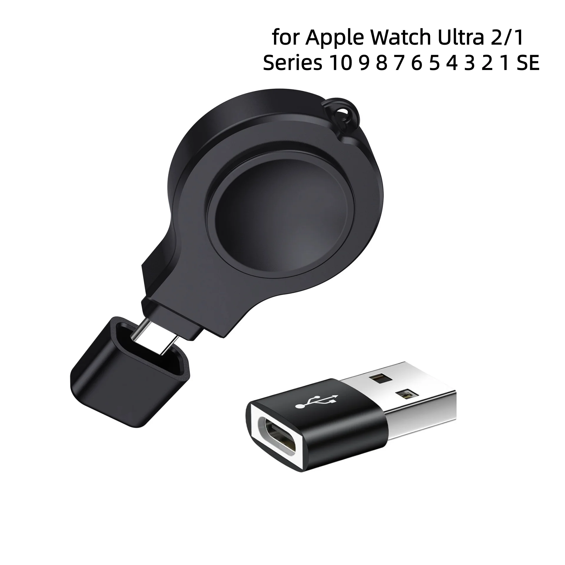 

Портативное магнитное зарядное устройство 2 в 1, брелок для Apple Watch, беспроводная зарядка для iWatch Ultra2/Ultra/SE2/SE Series 10/9/8/7/6/5/4