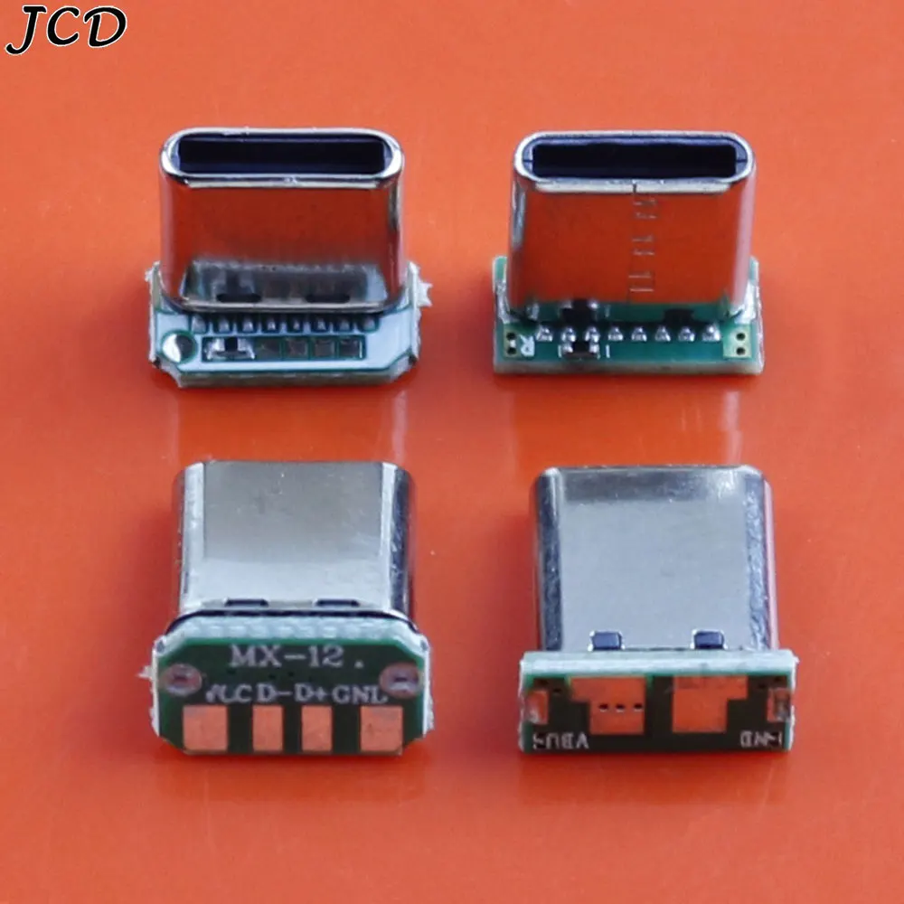 JCD 1-5Pcs USB 3.1 Type C Vertical Patch Board 16pin 4/2 Welding Wire Data Band PCB USB Board Male Head 16P Type-C Connector