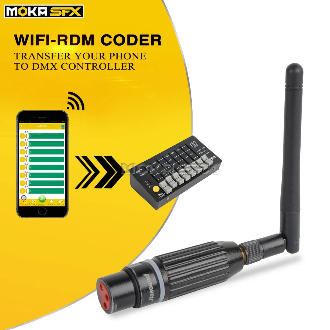 

WIFI RDM Coder Transmit Transform Your Phone to DMX Controller DMX Wireless Signal Cable Mobile Phone Control for Stage Lights