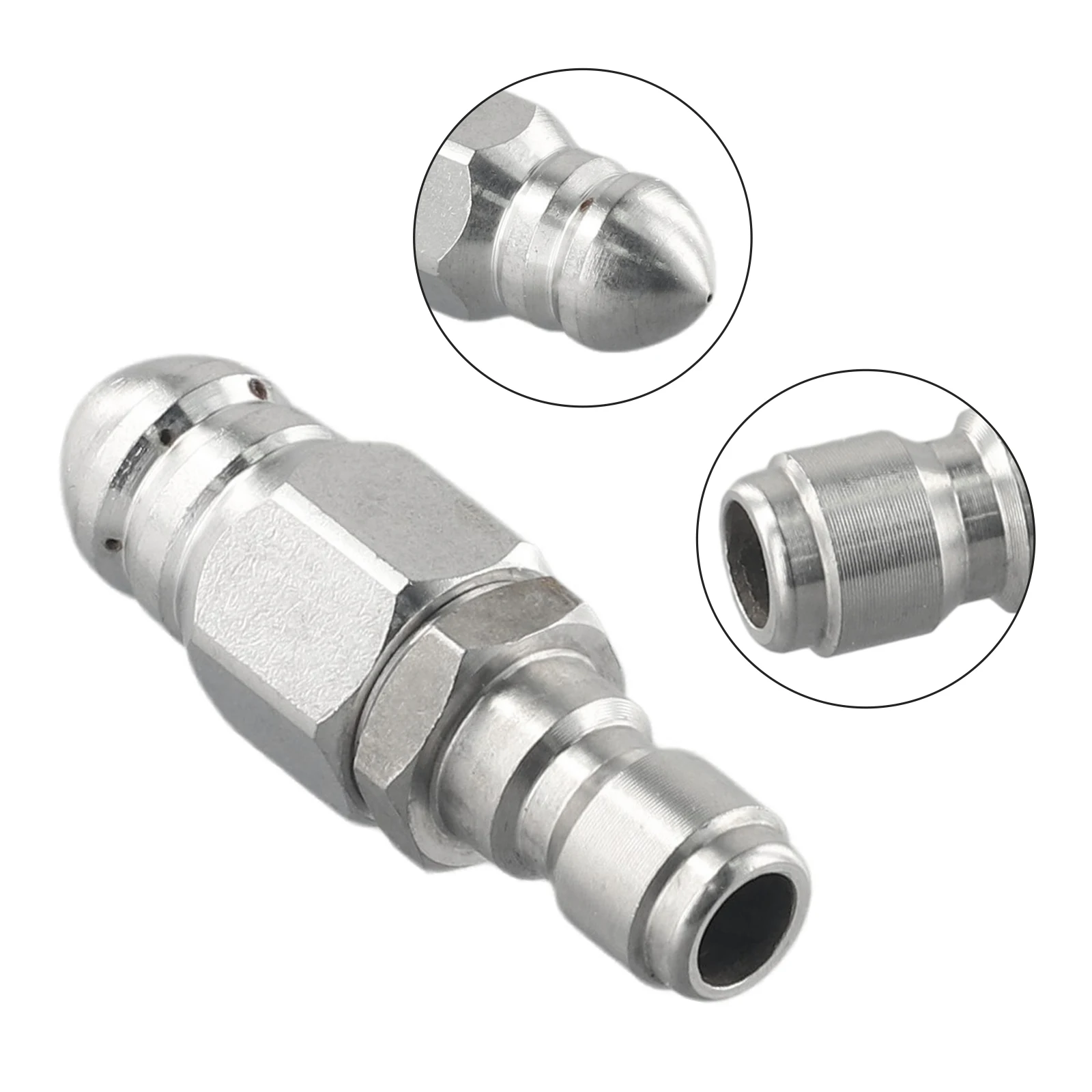 1 Front 6 Back Nozzle 1/4 inches 1/4\'\' Drain Hose Stainless Steel Wear Resistance 1/4inch Accessory Replacement