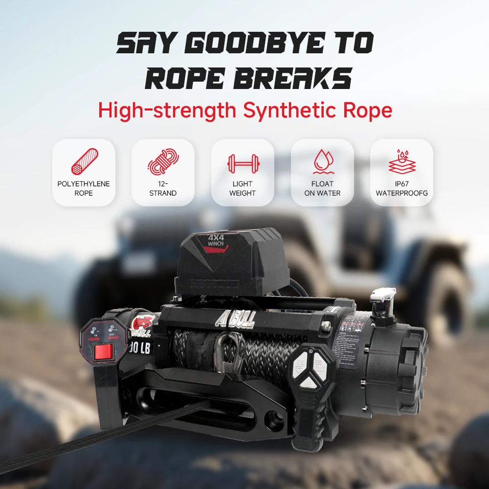 Ambull محرك طاقة كبير 13500lb 4x4 مركبات الطرق الوعرة لاقط جيب الثقيلة ونش سريع السرعة ونش كهربائي مقاوم للماء