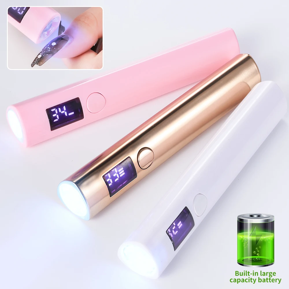 LIMEGIRL Portable Mini Nail UV LED Lamp With LED Display for Nail Gel Polish Curing Drying Rechargeable Manicure UV Light Dryer