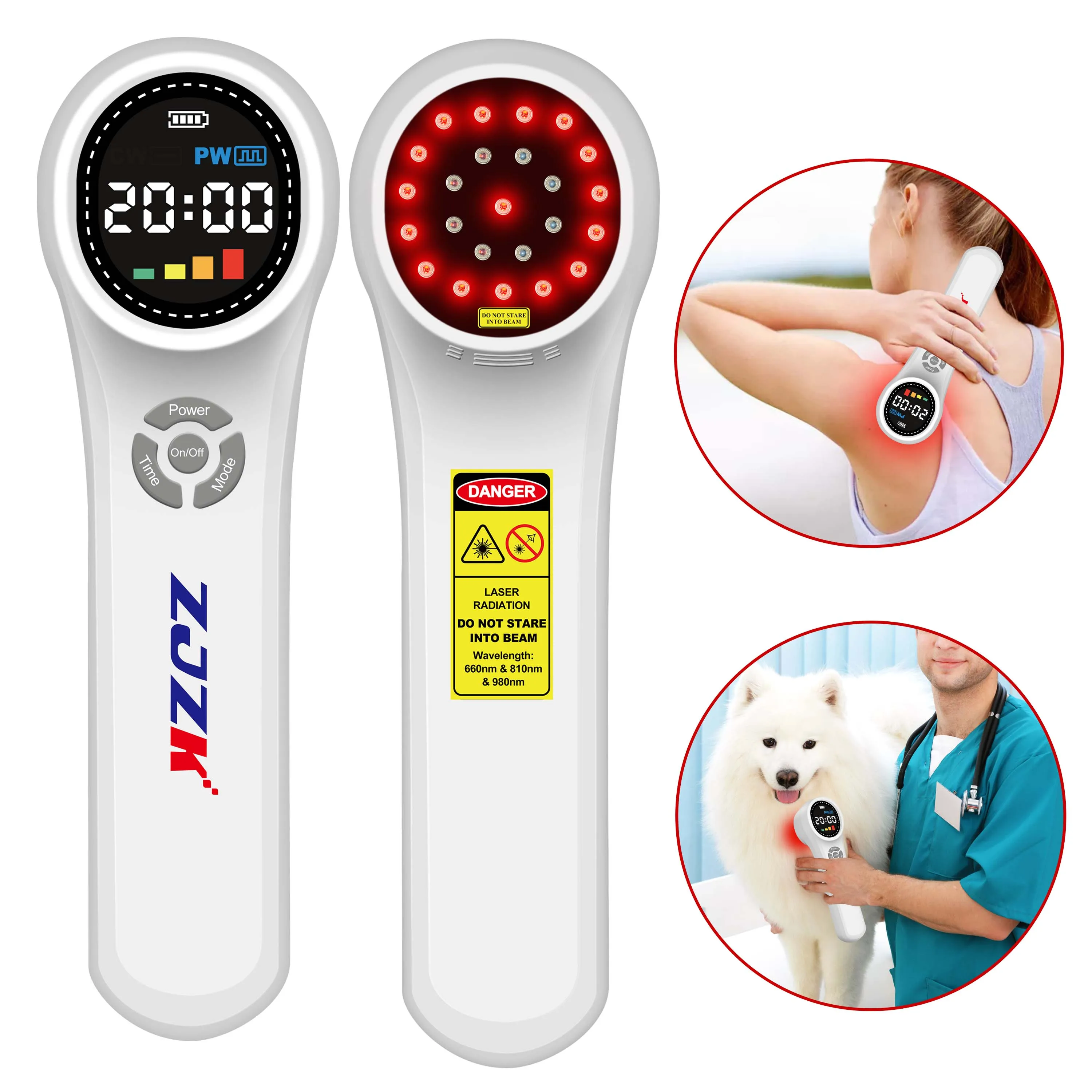 ZJZK Foot Cold Laser Therapy 660nmx16diodes Horse 810nmx4diodes+980nmx4diodes Light For Neuropathy Ulcers Cervical Vertebra Pain