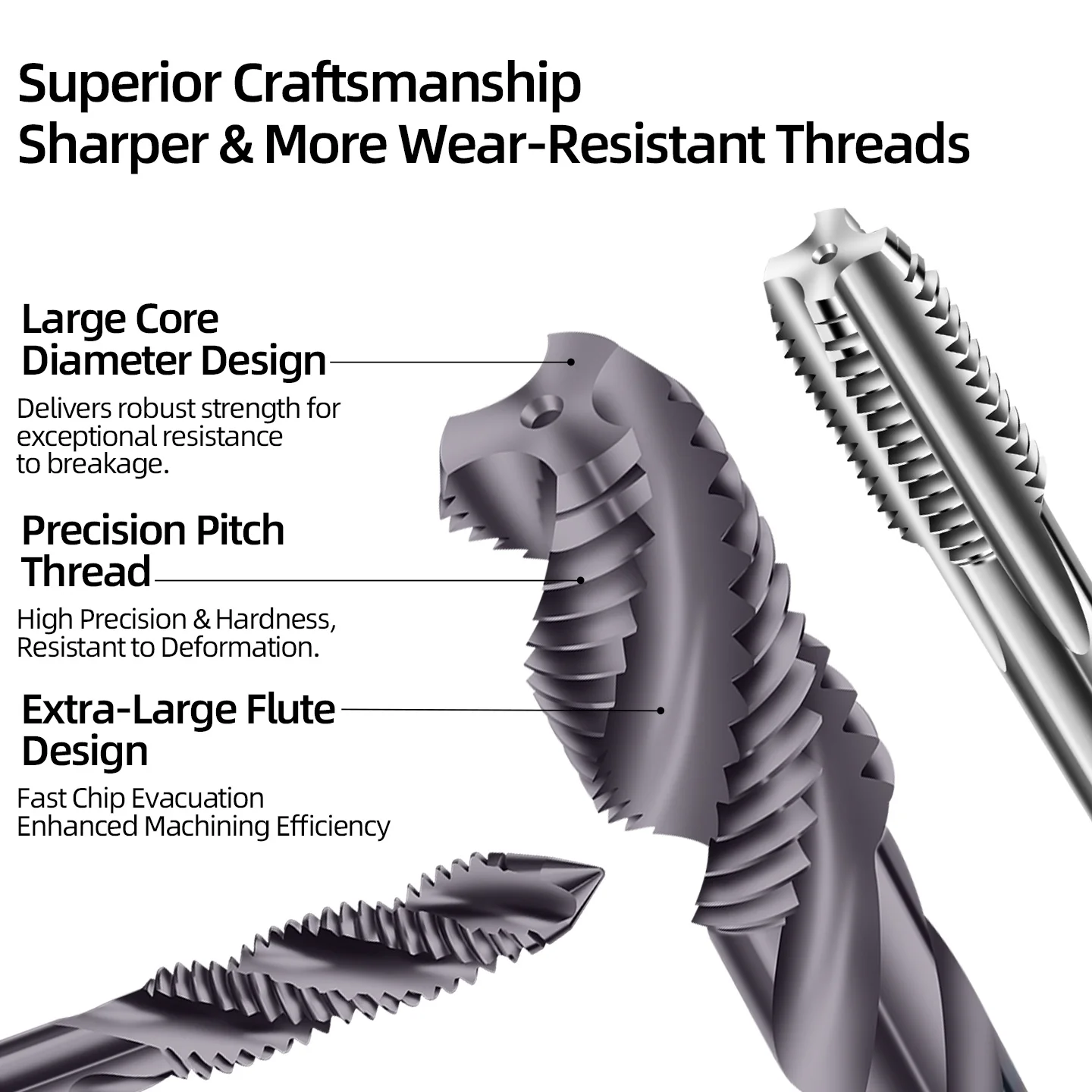 Coated Tungsten Carbide Tap Extrusion Tap Straight Spiral Flute CNC Thread Cutter Tool M2 M3 M4 M5 M6 M8 M10 M12 M14 M16 M18 M20