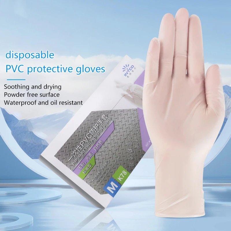 100PCS Disposable PVC Gloves For Baking Food-grade Gloves Thickened Transparent Gloves For Kitchen