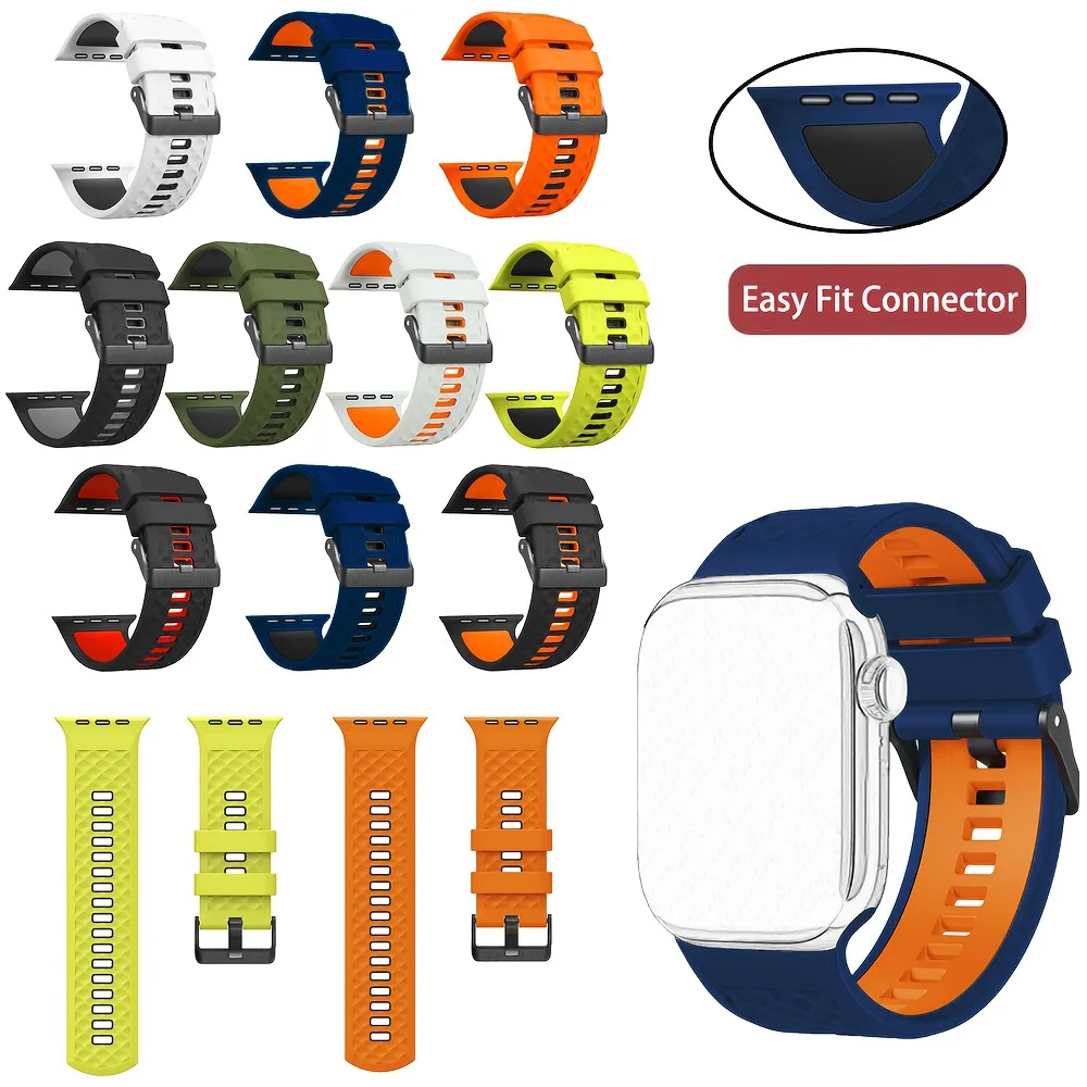 حزام سيليكون لساعة أبل 49 ملم 45 ملم 46 ملم 44 ملم سلسلة 321- 42 ملم سوار ساعة ذكية ناعم وجيد التهوية