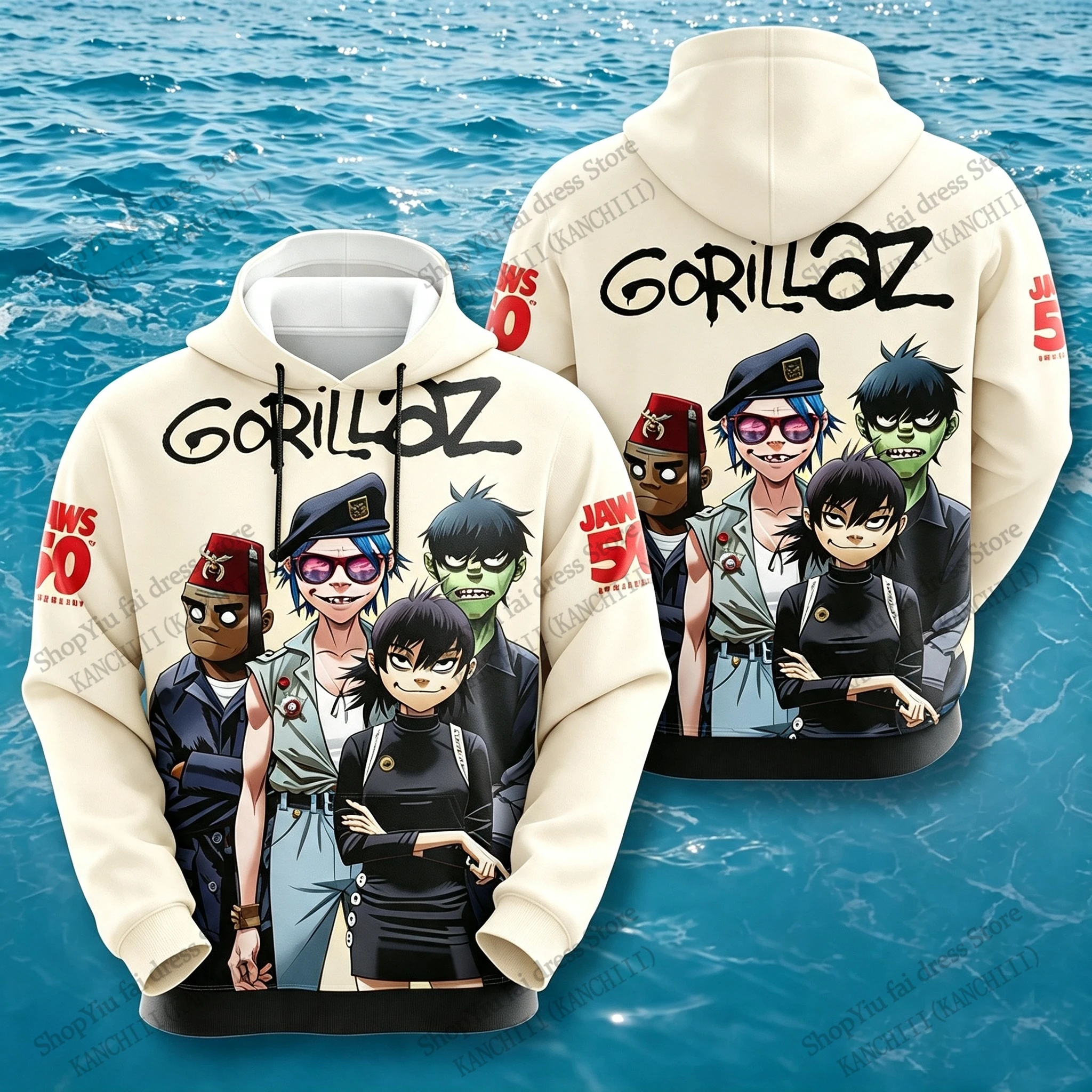 New Rock Hoodie Sweatshirt Gorillaz Band 3d Print Hoodie Men Women Fashion Oversized Tracksuit Men Clothing Hip Hop Coat Teens
