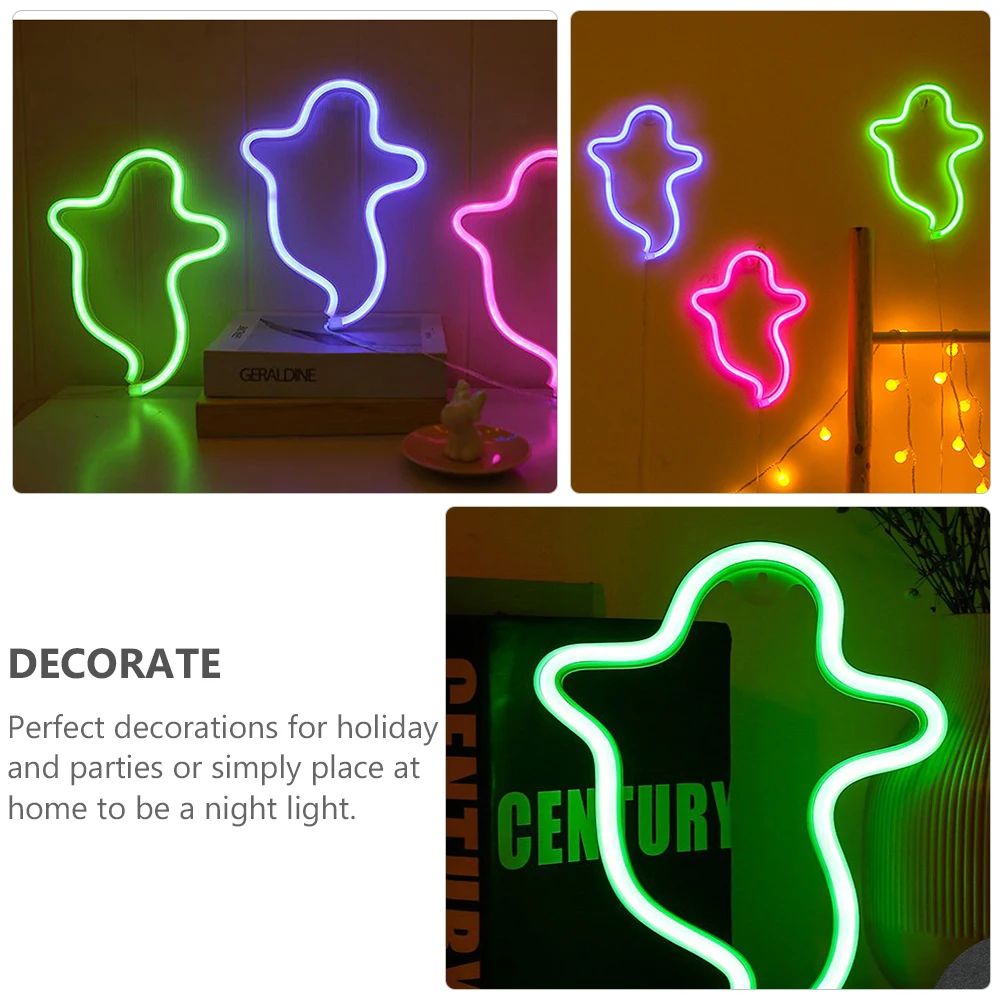 

Ghost Neon Sign Table Lamp Bedside Light Night Bulb Halloween Electronic Component Baby