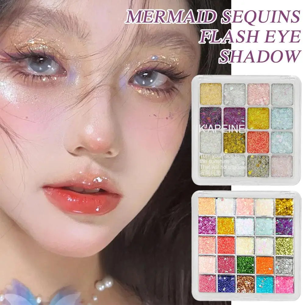 16/25Colors Glitter Eyeshadow Palette Shimmer Multicolor Mermaid Sparkle Face Body Sequin Makeup Party Finish Makeup Stage T5I8