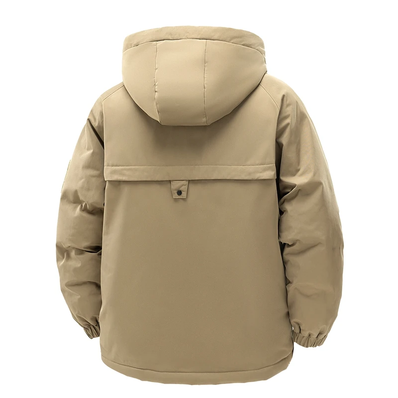 معطف رجالي سميك مبطن بالقطن، نمط ملابس العمل في الهواء الطلق، يحافظ على الدفء في موسم الخريف والشتاء.