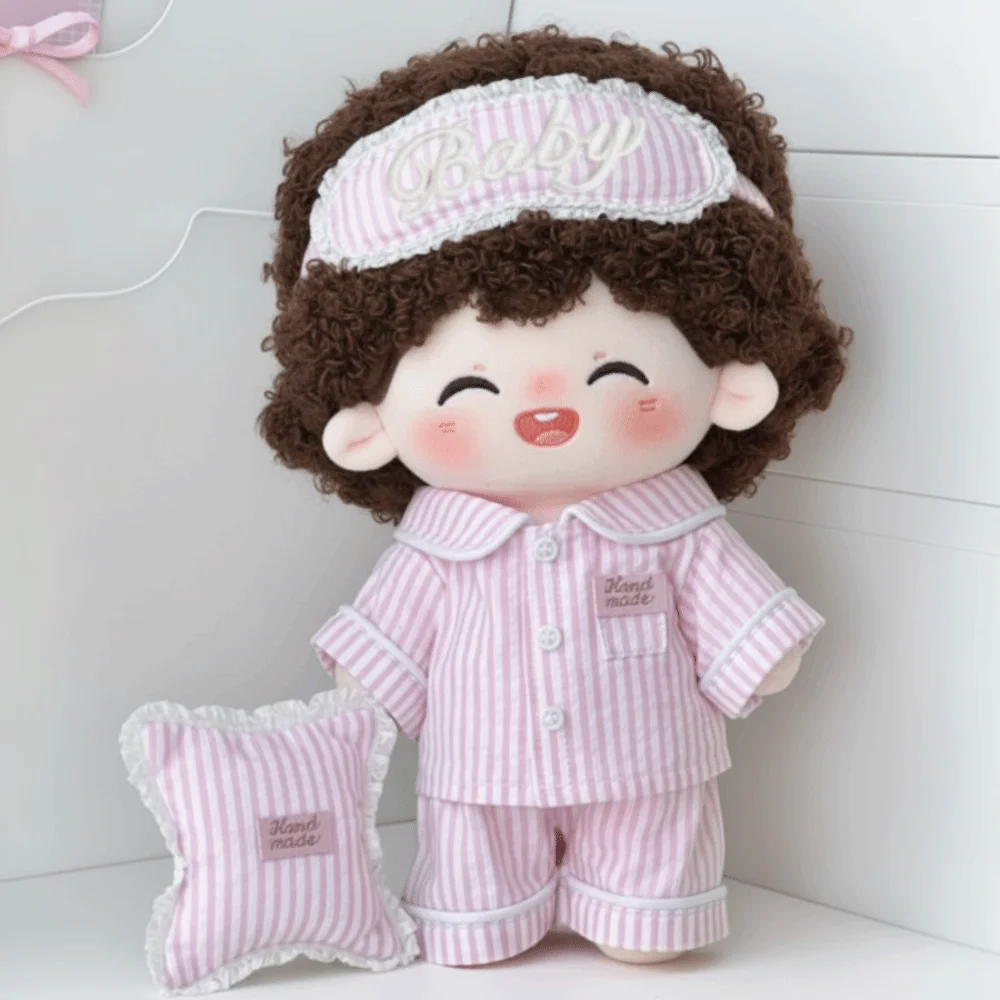 

1 set Pajamas 20cm Cotton Doll Clothes Outfit Eye Mask Cotton Doll's Clothes Fashion with Pillow Plush Doll Clothes