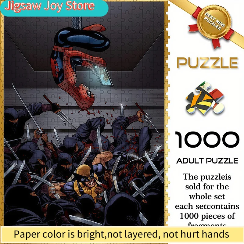 

Marvel Themed Seamless Jigsaw Puzzle Z10.18-89, Spider-Man vs. Wolverine Ninja Scene - Durable Thickened DIY Puzzle, Adult Bra