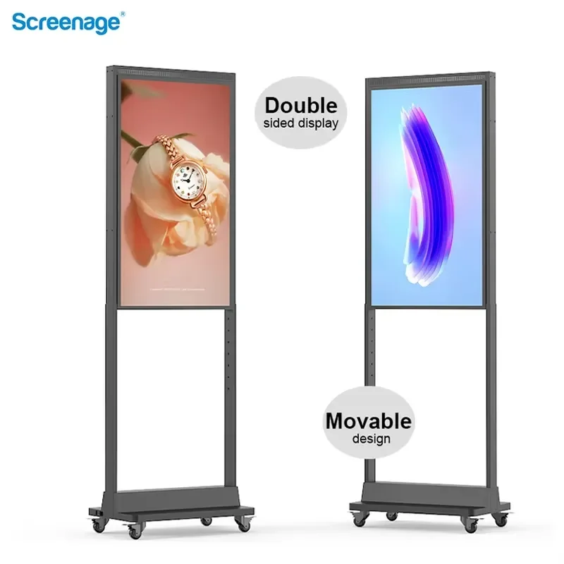 Double-sided High Brightness IPS Panel Hanging Display 43-65 Inch HD Screen Floor-standing Retail Shop Advertising Window