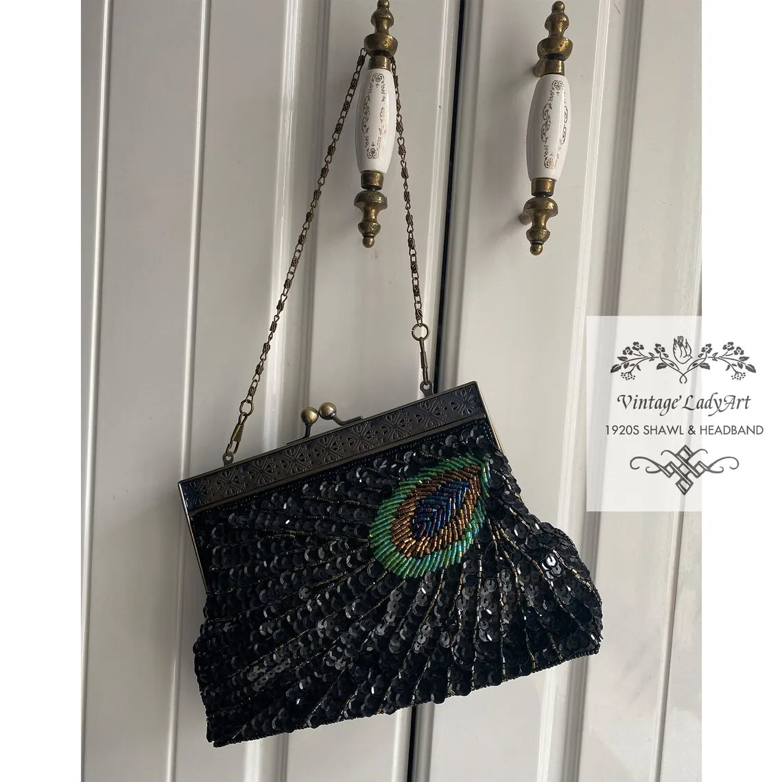 Lost In Vintage Flapper Peacock Clutch Gatsby Sequined Evening Handbag Beaded Bag Luxurious Party Wedding Purse