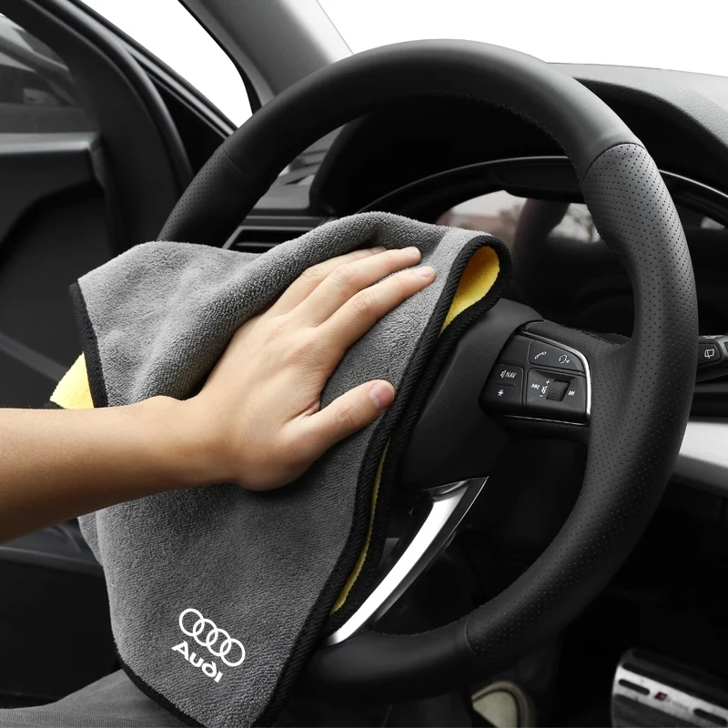 1pcs Car Wash Towel Cleaning Towels Rag Cloth Auto Acccessories For Audi RS QUATTRO Sline Badge Q3 Tt A7 8L A3 B6 A5 A6 C7 Q5 A4