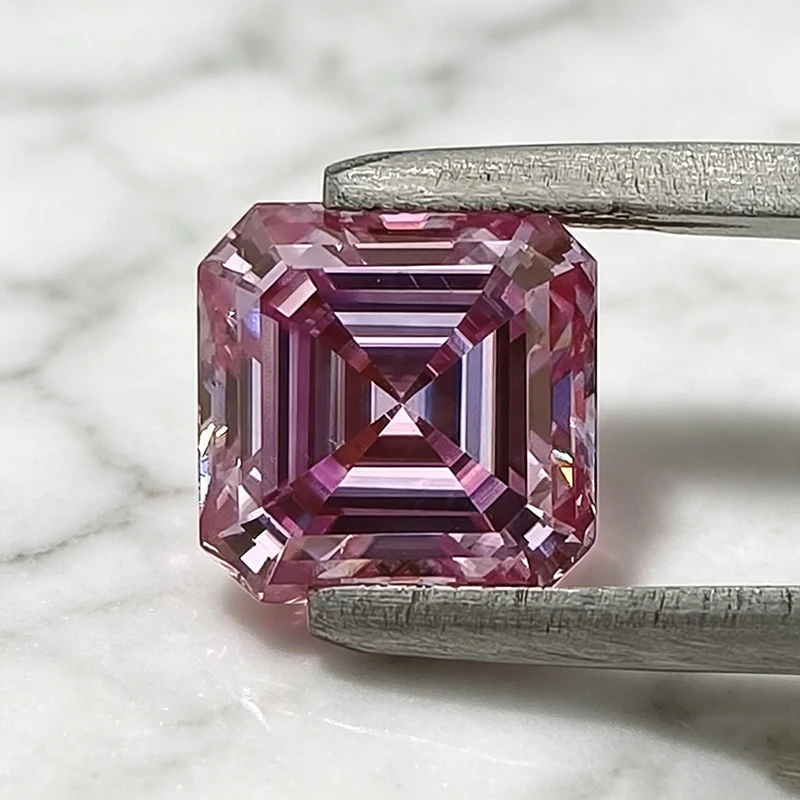 Moissanit-Stein in Asscher-Form, Sakura-Rosa Edelstein für DIY-Ringe, Halsketten und Ohrringe, besteht den Diamanttest mit Zertifikat. – Detail 6