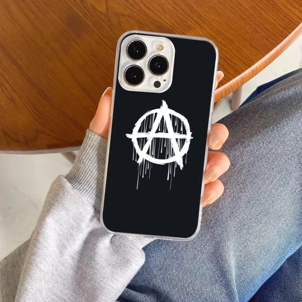 Anarchy Symbol Mobile Cell Phone Case for iPhone 15 14 13 12 11 XS X 8 7 6 Plus Mini Pro Max SE 2022 Clear Phone Cover Funda