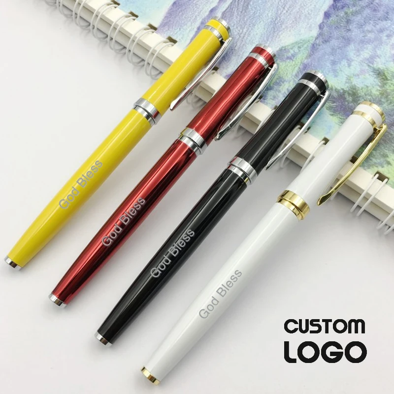 

2pcsCustom Logo Metal Ballpoint Pen Business Office Signature Pen Personalized Gift School Student Stationery Office Supplies