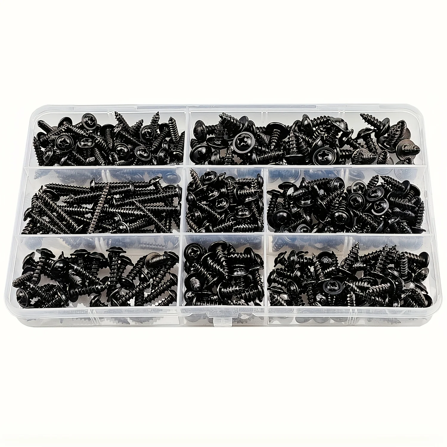 250/340-teiliges selbstschneidendes Schraubenset – M3/M4/M3.5/M5 Größen, Flachkopf mit Kreuzschlitz, aus schwarzem Kohlenstoffstahl für Holzmöbel – Detail 7