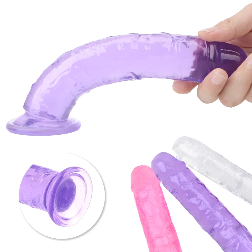 Erotic Soft Jelly Dildo Anal Butt Plug Realistic Penis Strong Suction Cup  Dick Toy for Adult  G-spot Orgasm Sex Toys for Woman