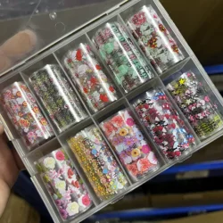 10pcs 4x100cm Nail Transfer Foil Paper Sticker Set Luxury Foil Nails Logo Transfer Nail Stickers Designer Fashion Nail Art Decal