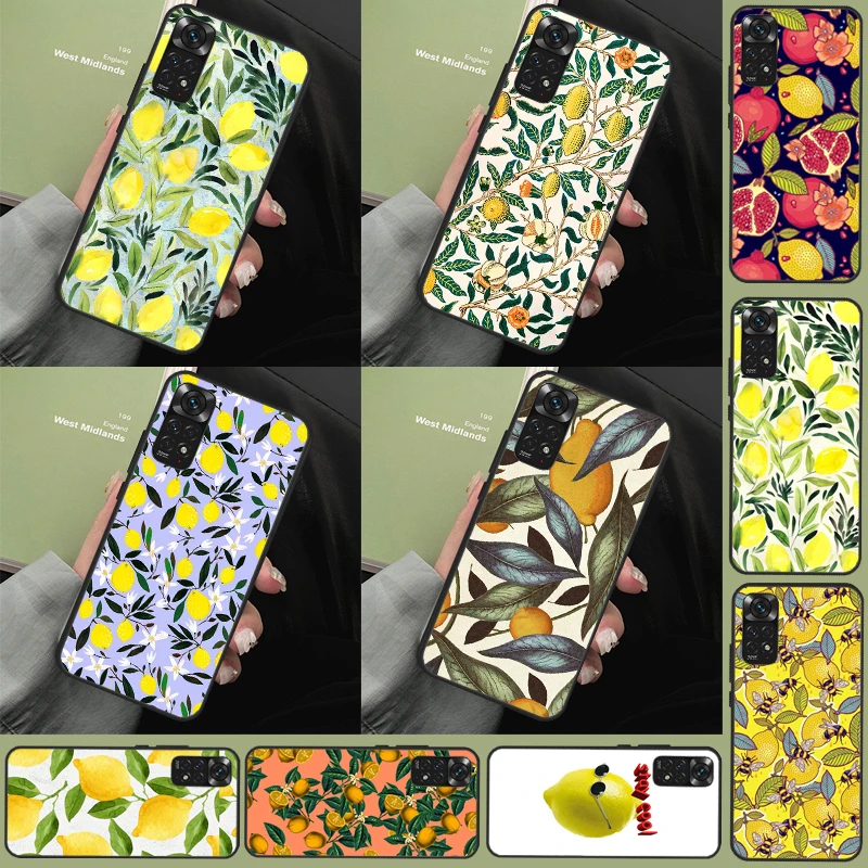 Summer Lemon and Leaf Case For Redmi Note 12 Pro 8 9 10 11 Pro Note 12S 11S 10S 9S 8T Redmi 12C 10C 10A 9C Cover