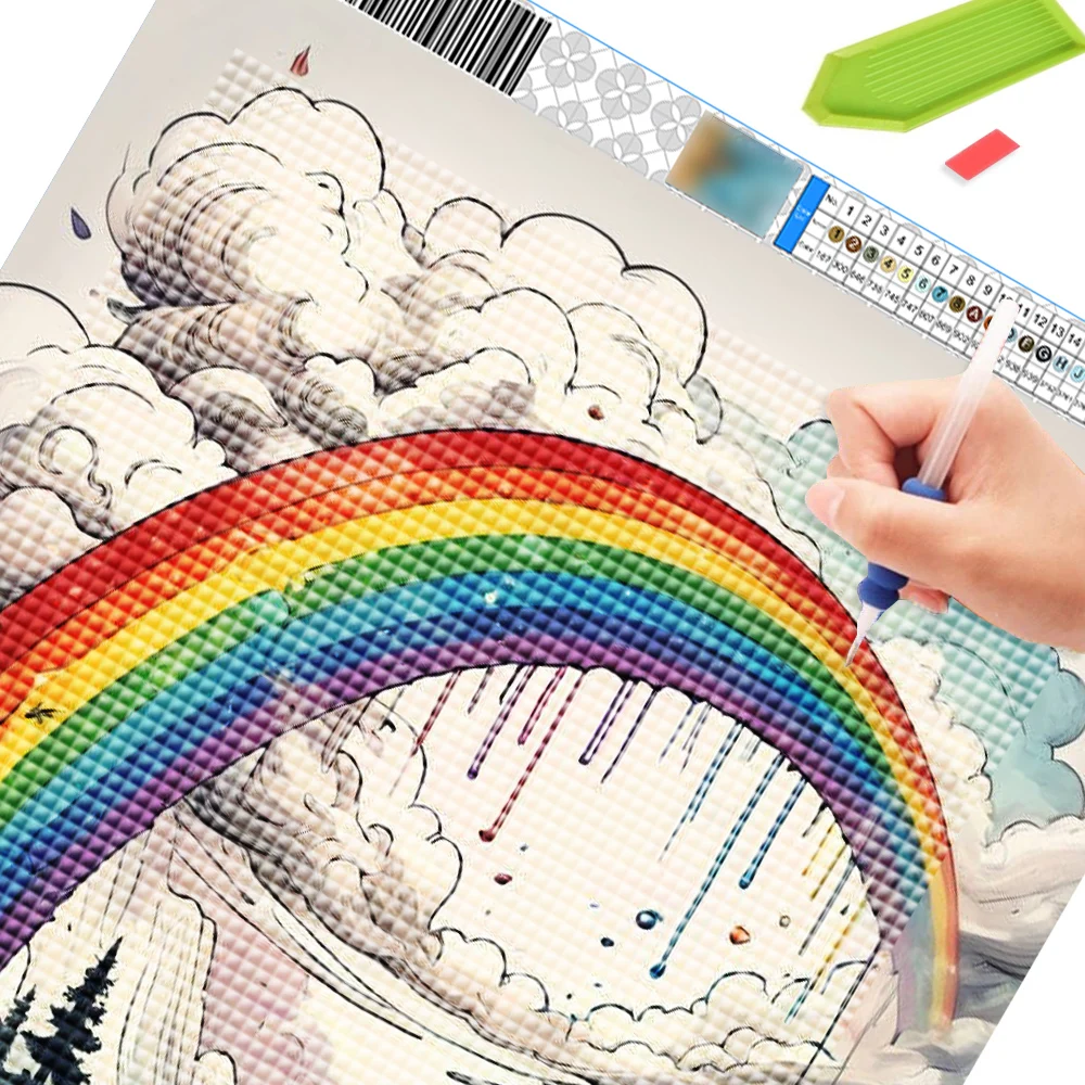 5D DIY Diamond Painting Kit Diamond Embroidery Cross Stitch Cartoon Rainbow Landscape Home Decoration Arts Diamond Art Painting