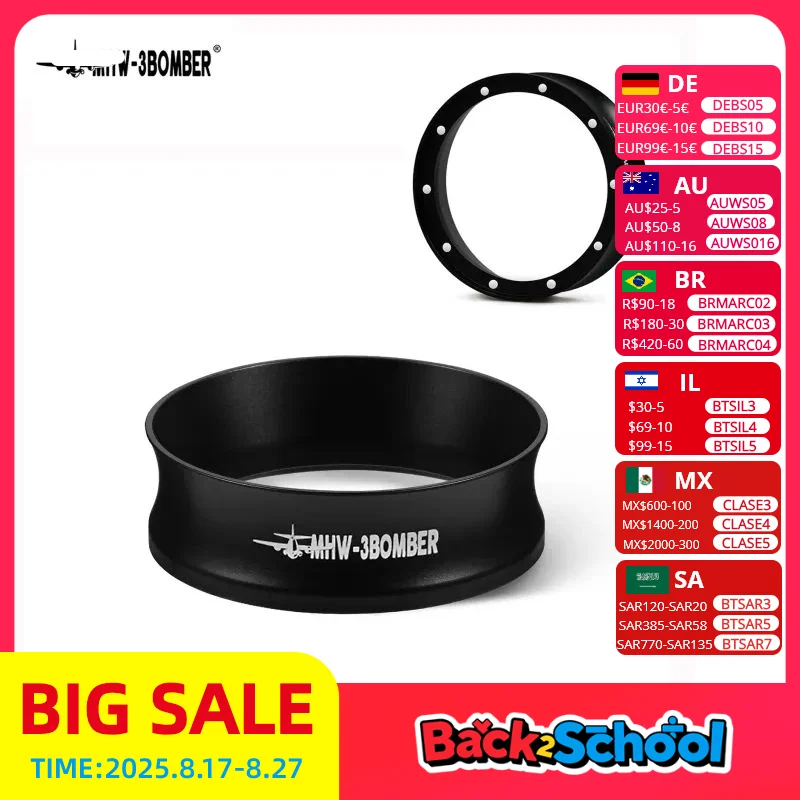 

MHW-3BOMBER Coffee Dosing Ring 51/53/58mm Espresso Dosing Funnel Magnetic Design Aluminium Alloy Portafilter Dosing Ring