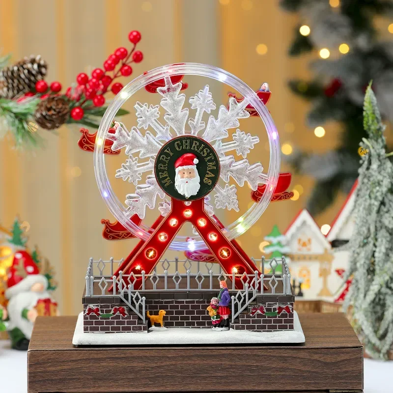 New Rotating Luminous Ferris Wheel Music Box Christmas Home Decoration Creative Gift for Holiday