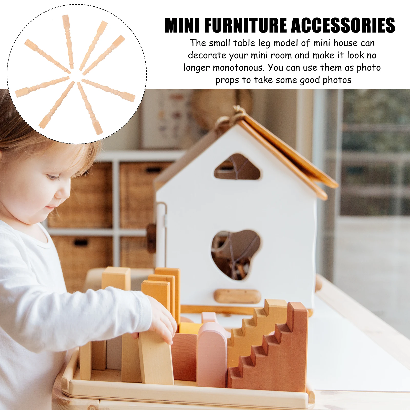 

6pcs Mini Table Legs Imitation Wood Durable Small Bases For Diy Miniature Home Furnishings Play Scene Decoration Simulation