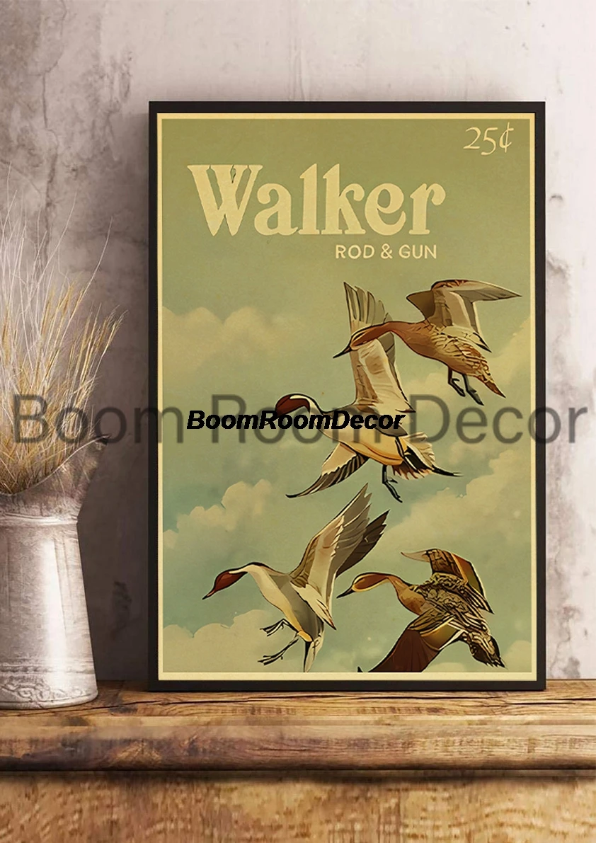 Vintage Wildlife Prints Hunting Creative Wall Art Posters Landscape Kraft Paper Nostalgia Canvas Landscape Coffee Bar Posters